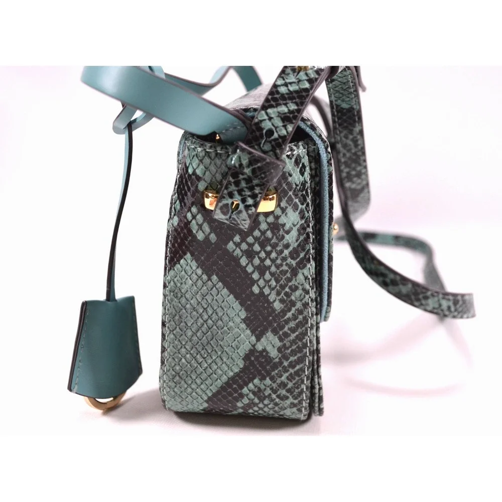 Radley London Reptile Snake Print Teal & Black Crossbody Shoulder Bag Purse‎